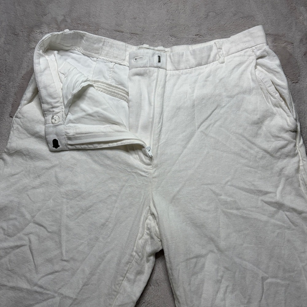 Abercrombie & Fitch White Wide Leg Lined Linen Blend Pants Womens (Fits 32x30) - Picture 3 of 10